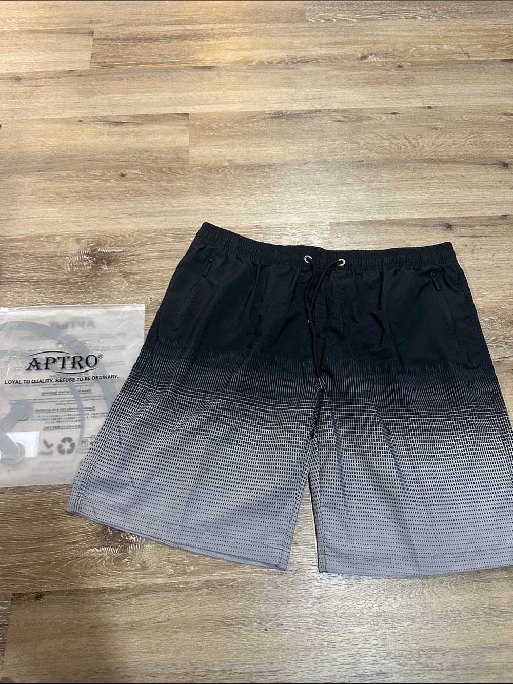 Men's Black to Gray Ombre Swim Trunks